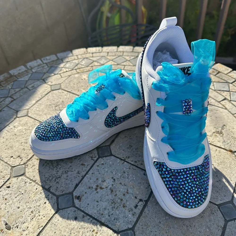 Nike Bling Sneakers , Blue Sequins and Laces sz 5Y, 6.5W - Picture 3 of 4